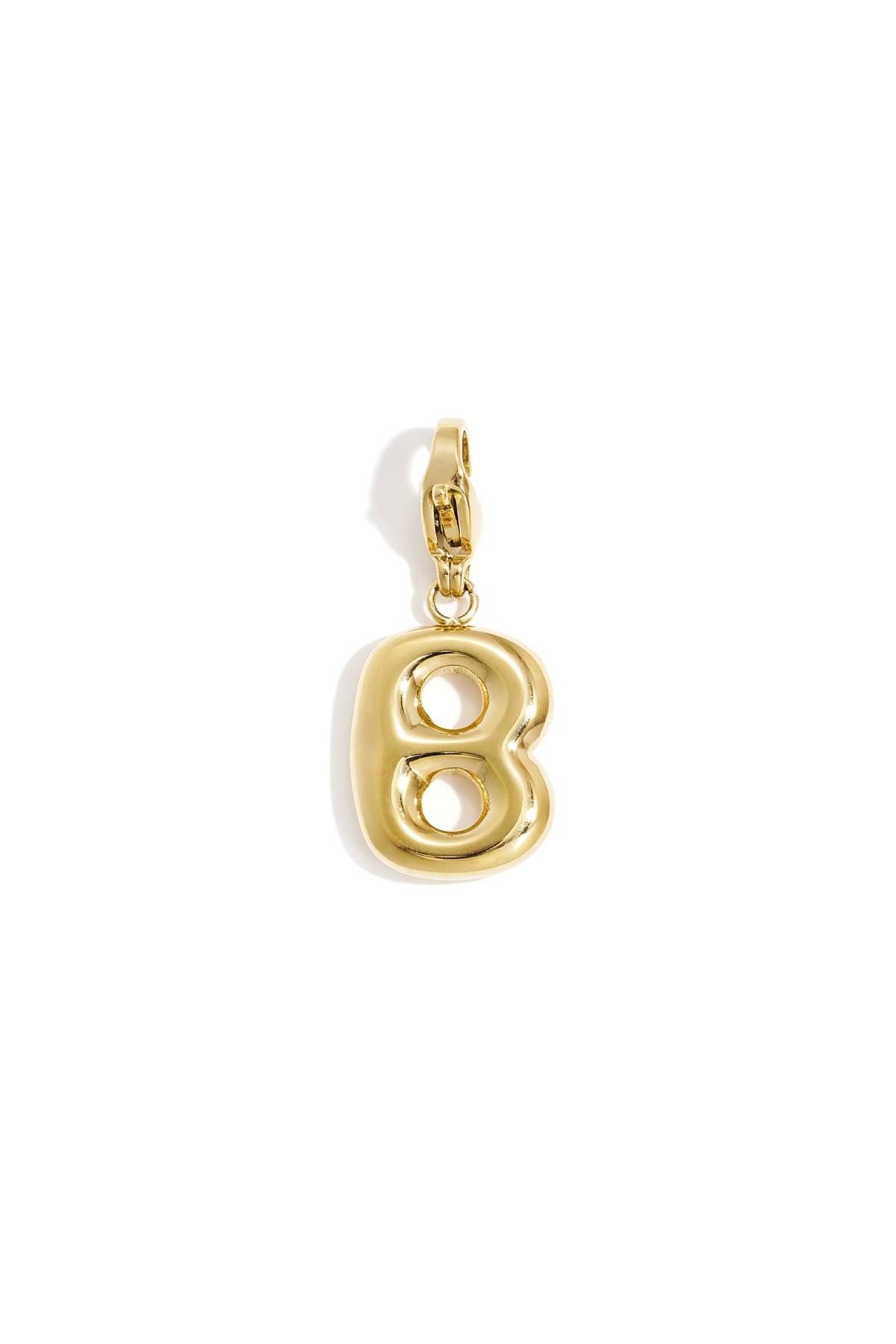 Single gold tone letter B alphabet charm with lobster clasp