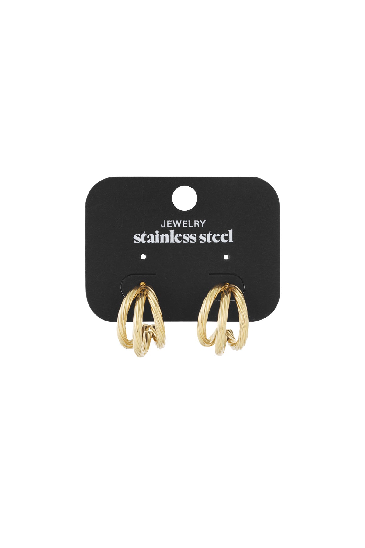 Gilt twist hoop earrings crafted from gold-toned stainless steel, featuring a textured, intertwined design.