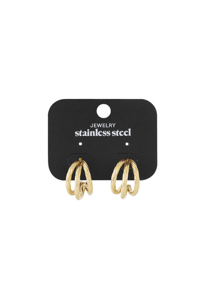 Gilt twist hoop earrings crafted from gold-toned stainless steel, featuring a textured, intertwined design.