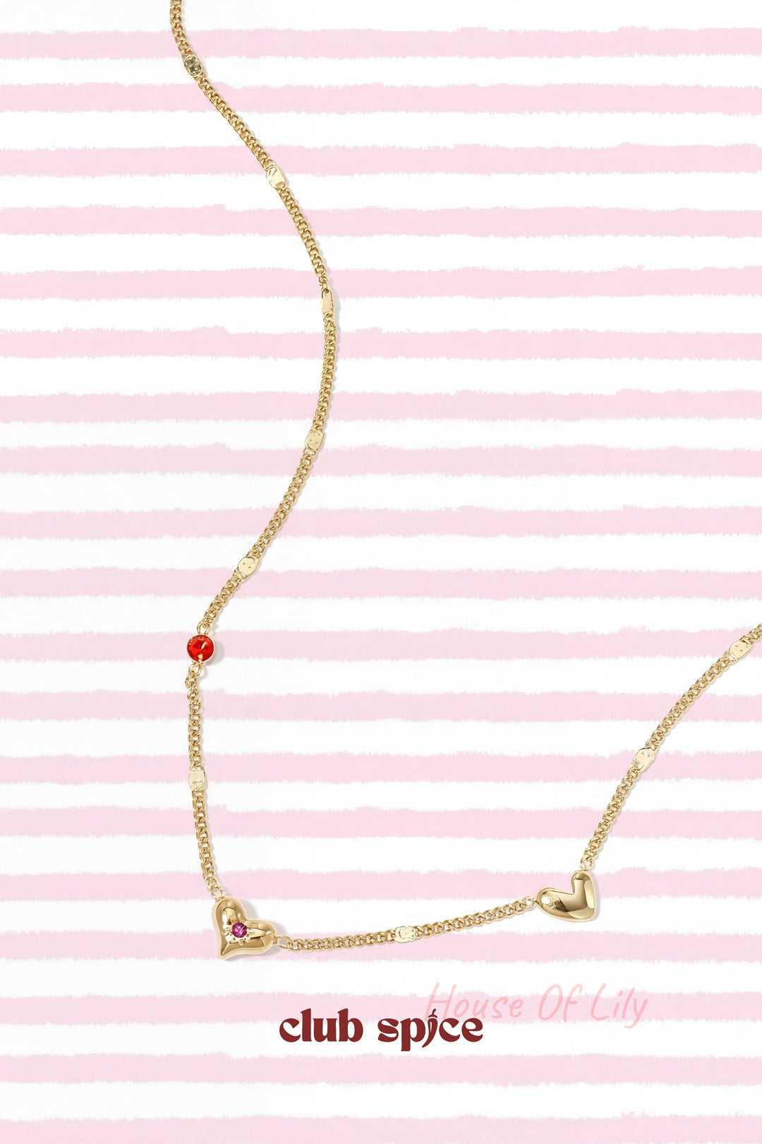 Necklace with hearts stones and pattern