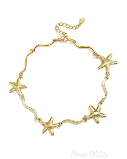 Elegant Gold Starfish Ankle Bracelet for Summer