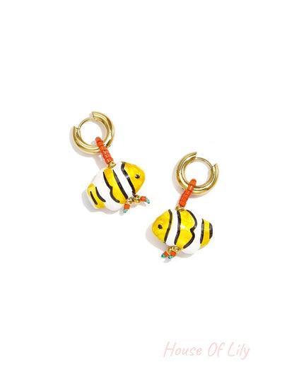 Stainless Steel Beads Earrings Fish Cute Daily Simple Series Women's jewelry