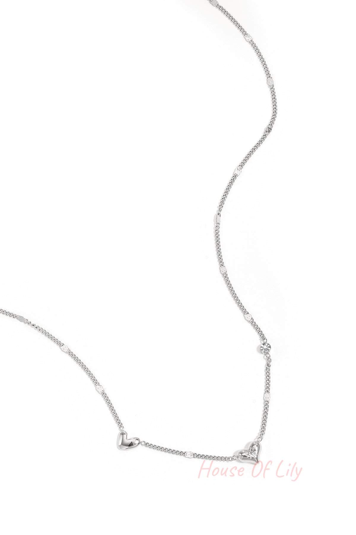 Necklace with hearts stones and pattern