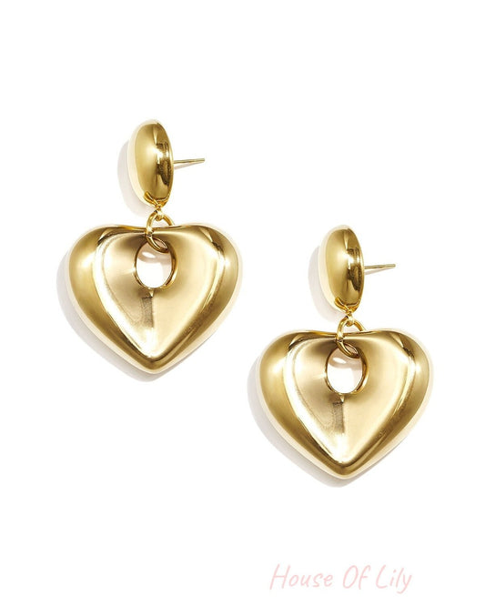 Statement puffy heart earrings