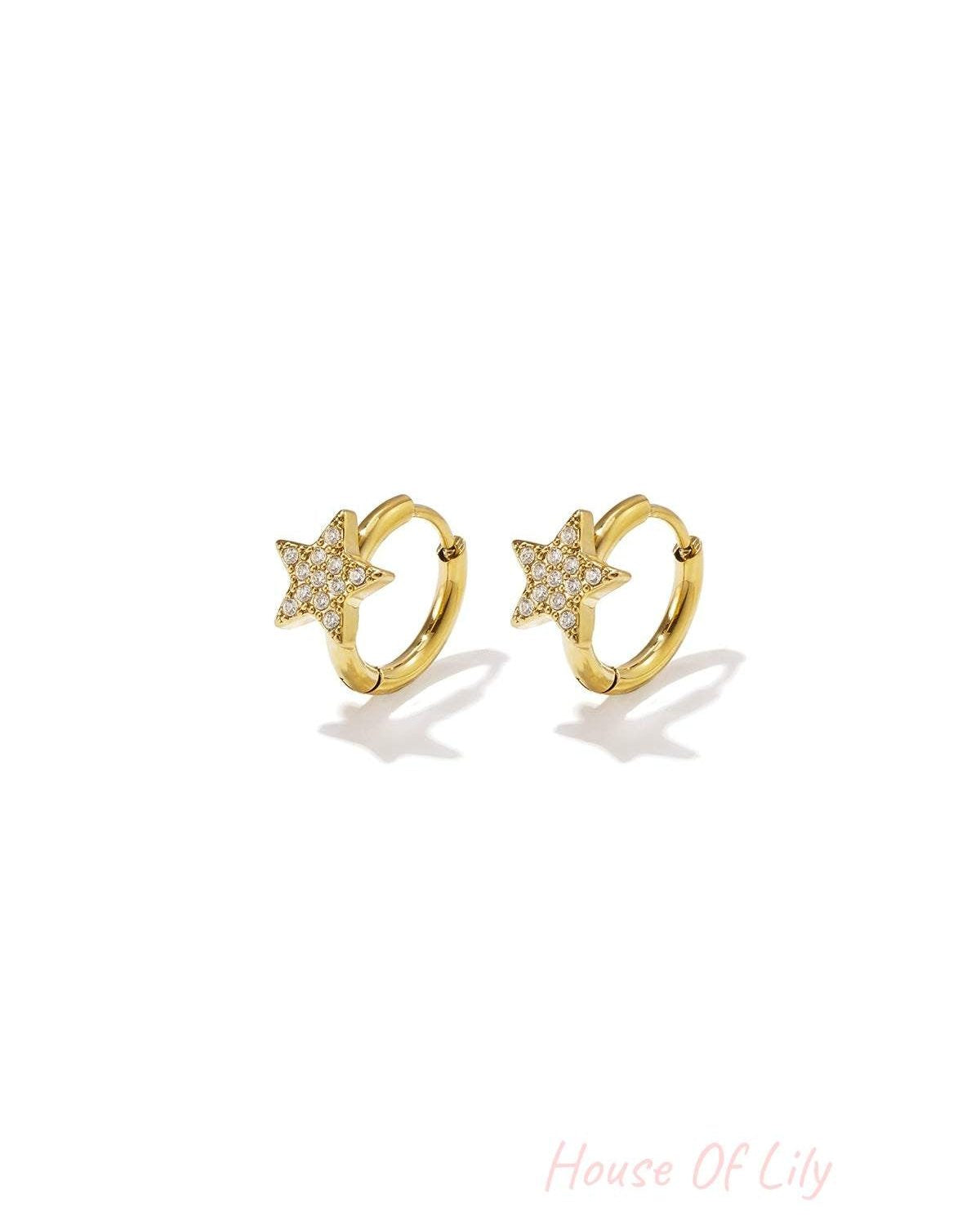 Stainless Steel Hoop Earrings Star Simple Daily Simple Series Women's jewelry