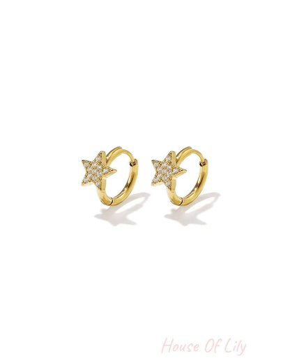 Stainless Steel Hoop Earrings Star Simple Daily Simple Series Women's jewelry