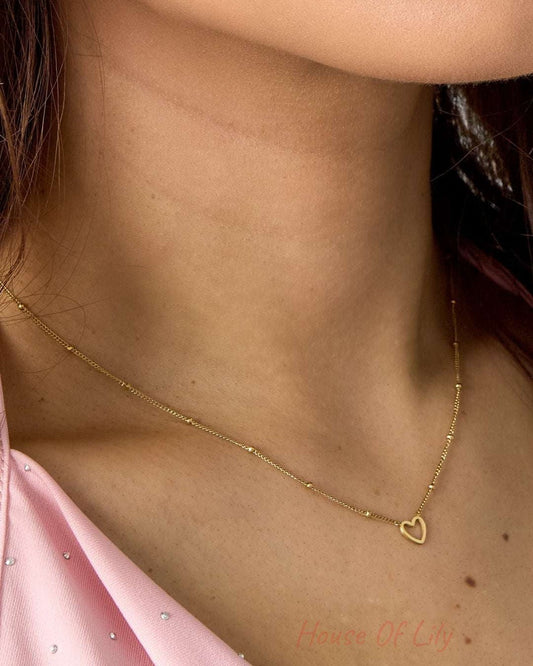 Minimalistic necklace open heart Gold Color Stainless Steel