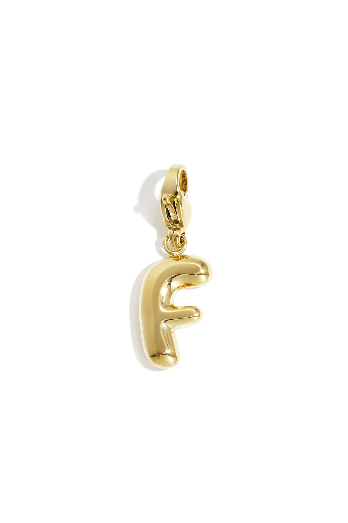 Single gold tone letter F alphabet charm with lobster clasp