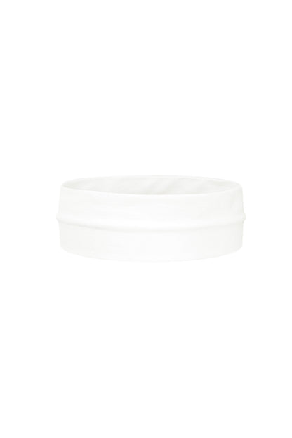 White stretchy wide headband shown flat