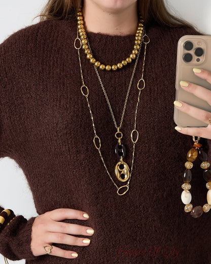 Stainless Steel Long Necklaces Irregular Shape Simple Daily Simple Series Women's jewelry