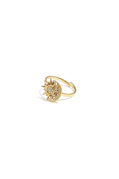 Adjustable ring with heart-shaped stone and heart