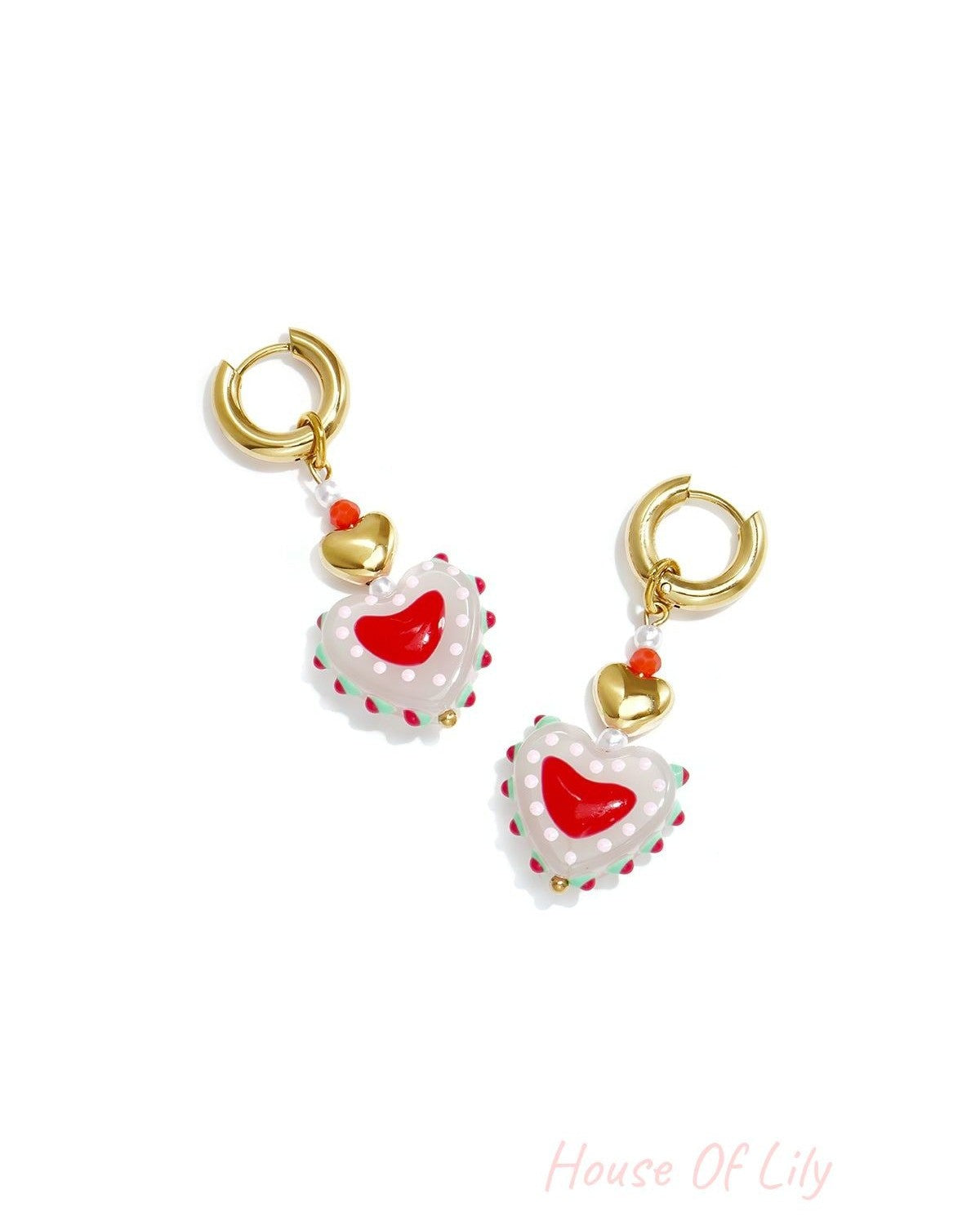 Stainless Steel Beads Earrings Heart Cute Daily Simple Series Women's jewelry