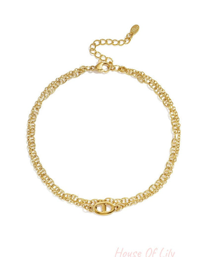 Stylish Gold Multi-Layered Ankle Bracelet