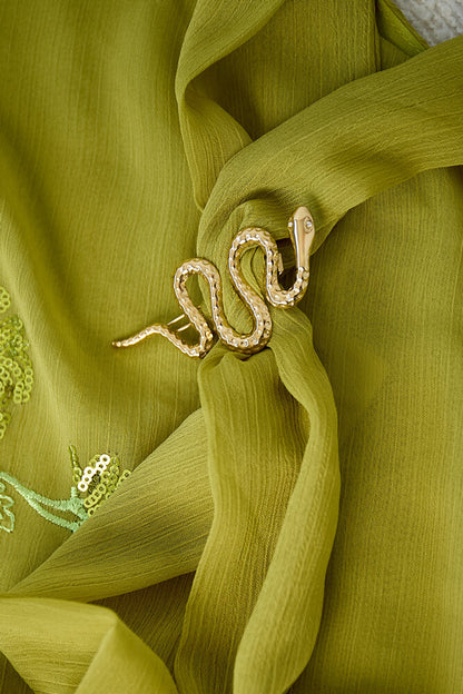 Brooch hairpin snake with stones