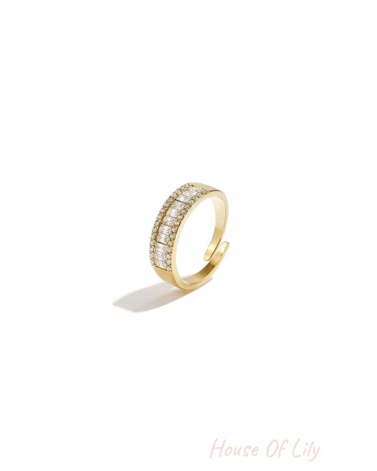 Elegant Adjustable Rhinestone Minimalist Ring