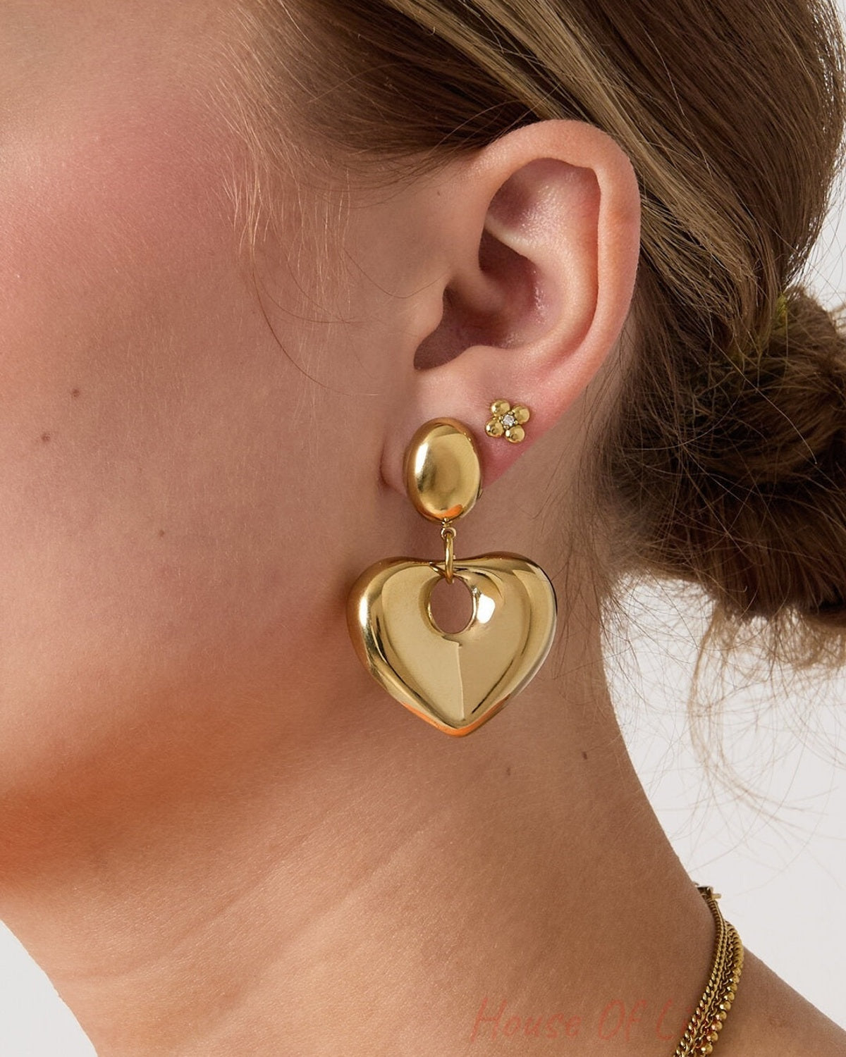Statement puffy heart earrings