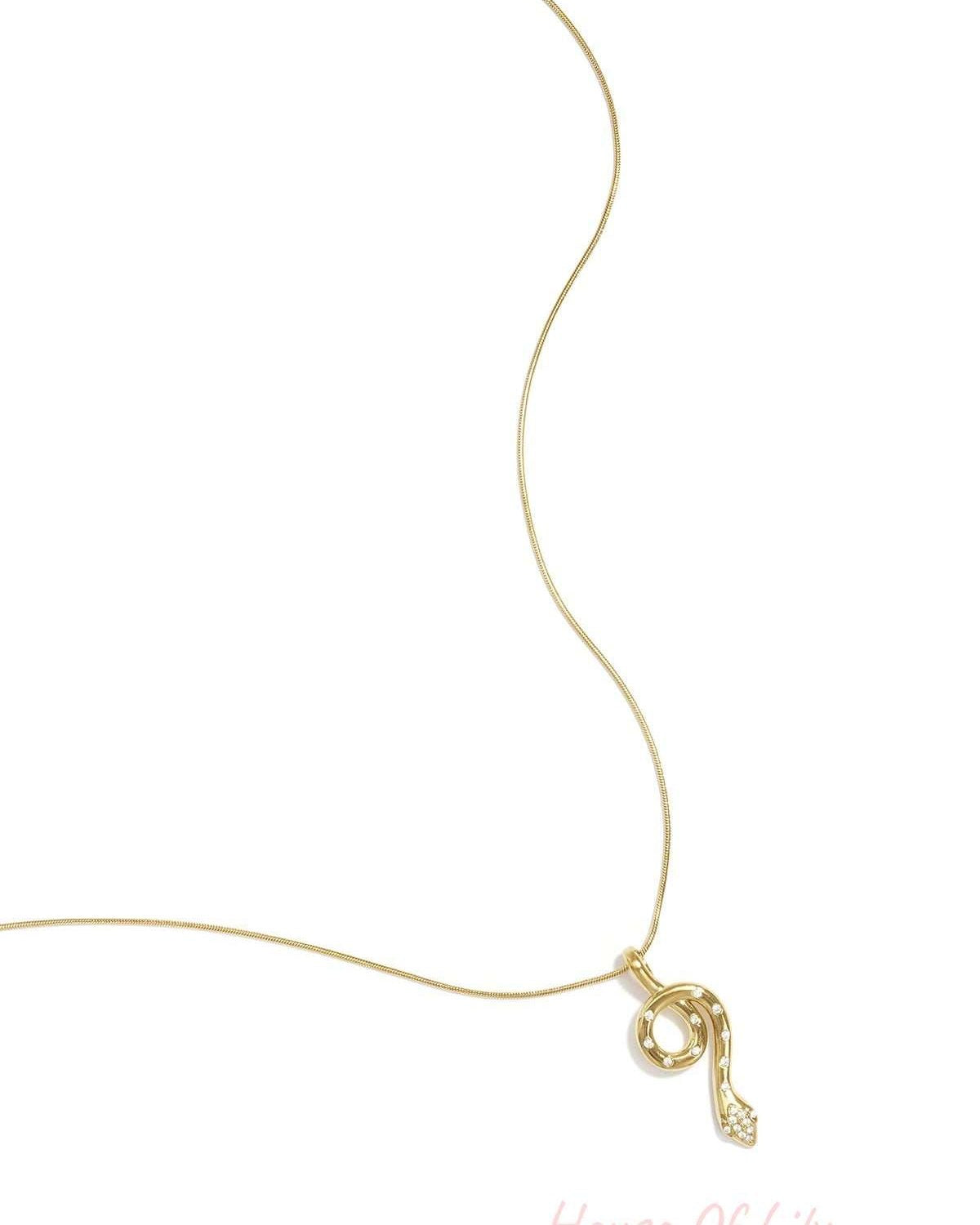Stylish Rhinestone Snake Pendant Necklace - All Fit