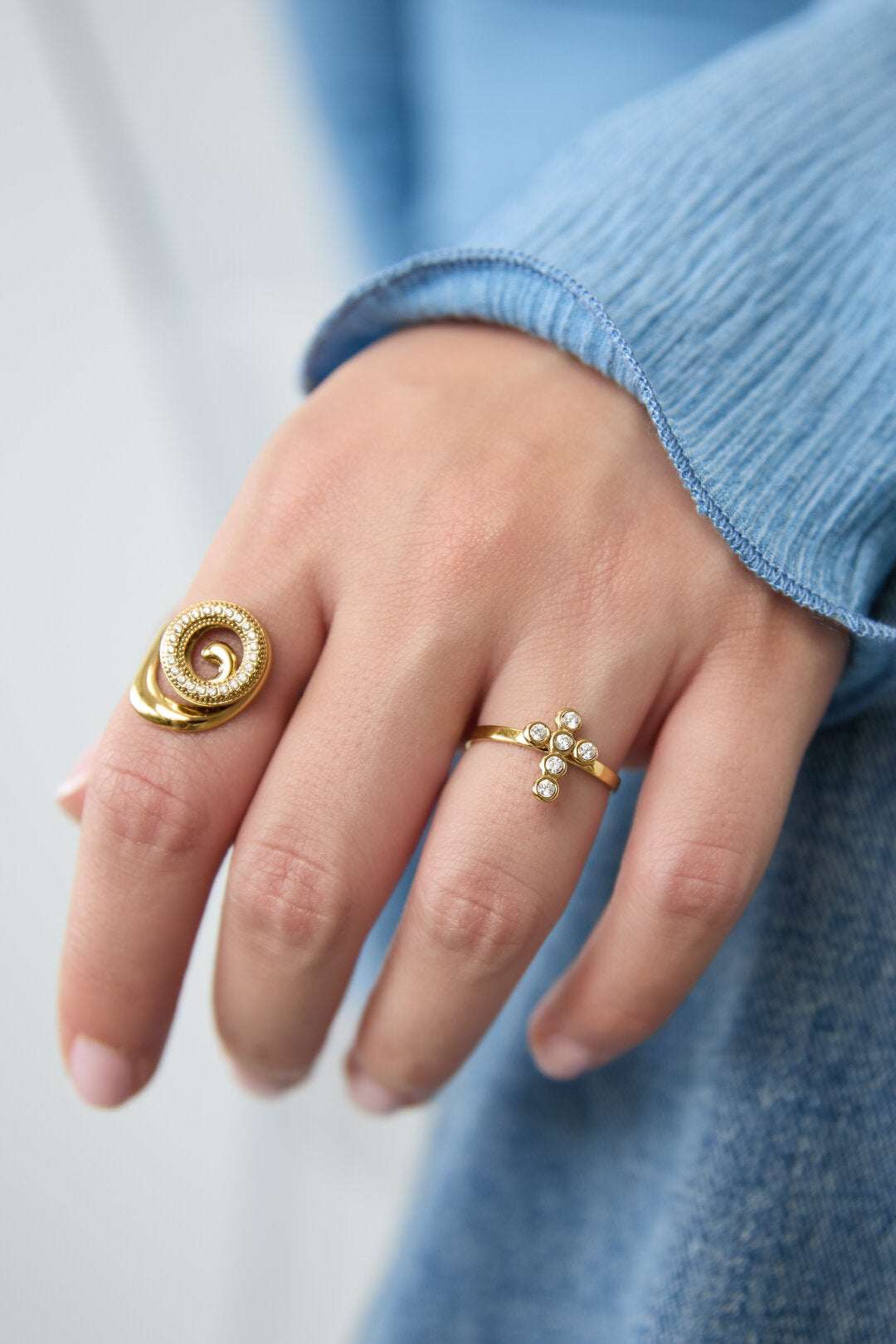 Statement ring with cross and stones