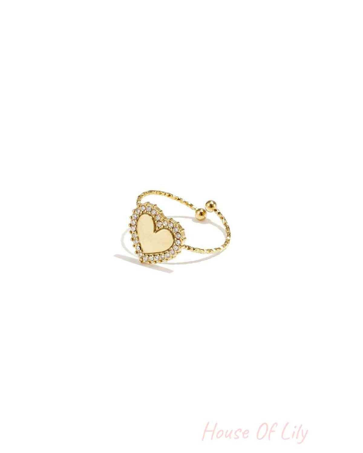 Elegant Adjustable Heart Zircon Ring