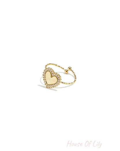 Elegant Adjustable Heart Zircon Ring