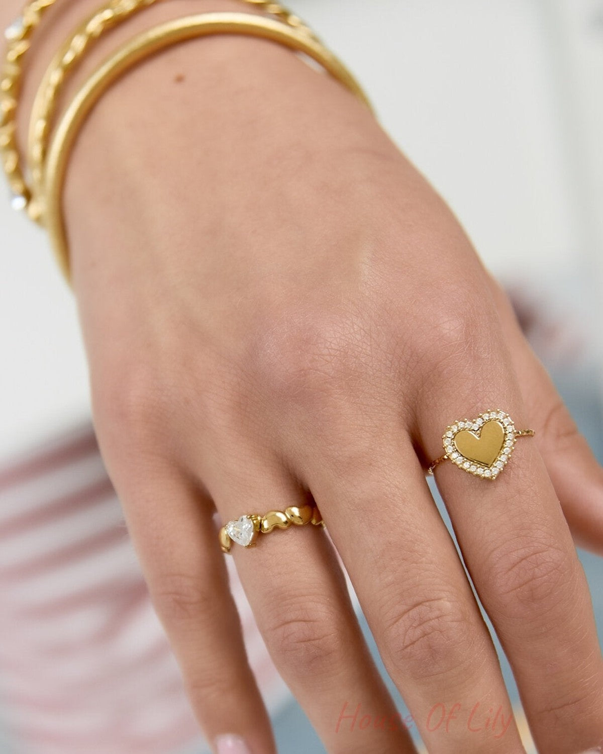 Elegant Adjustable Heart Zircon Ring