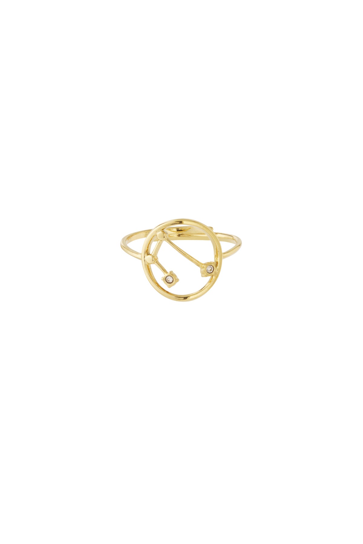 Another angled perspective showing detailed constellation design on gold ring