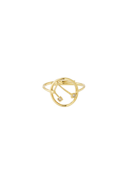 Another angled perspective showing detailed constellation design on gold ring