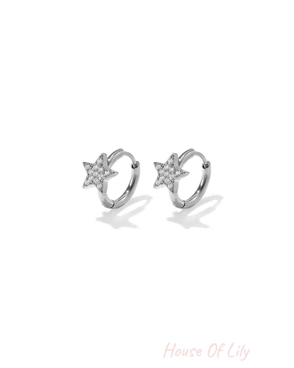 Stainless Steel Hoop Earrings Star Simple Daily Simple Series Women's jewelry