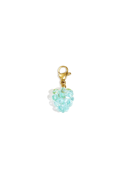 Light aqua blue resin berry charm with gold lobster clasp