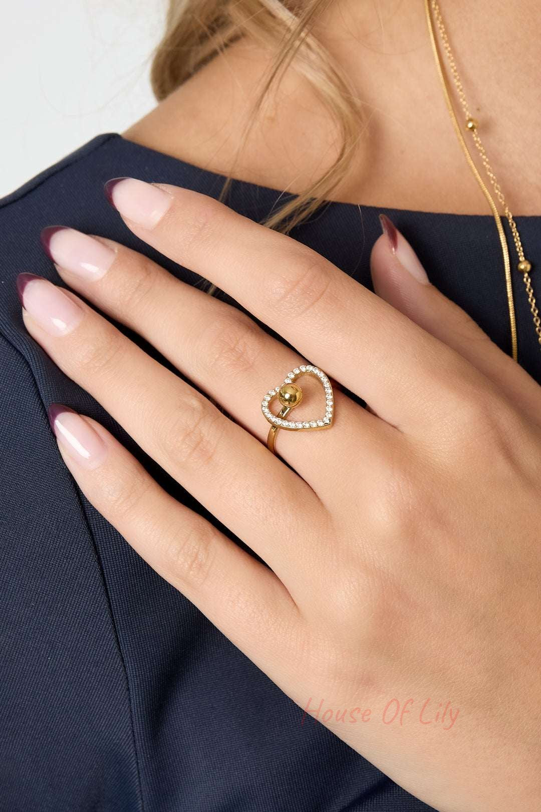 Stainless Steel Statement Rings Heart Casual Daily Simple Series Women's jewelry