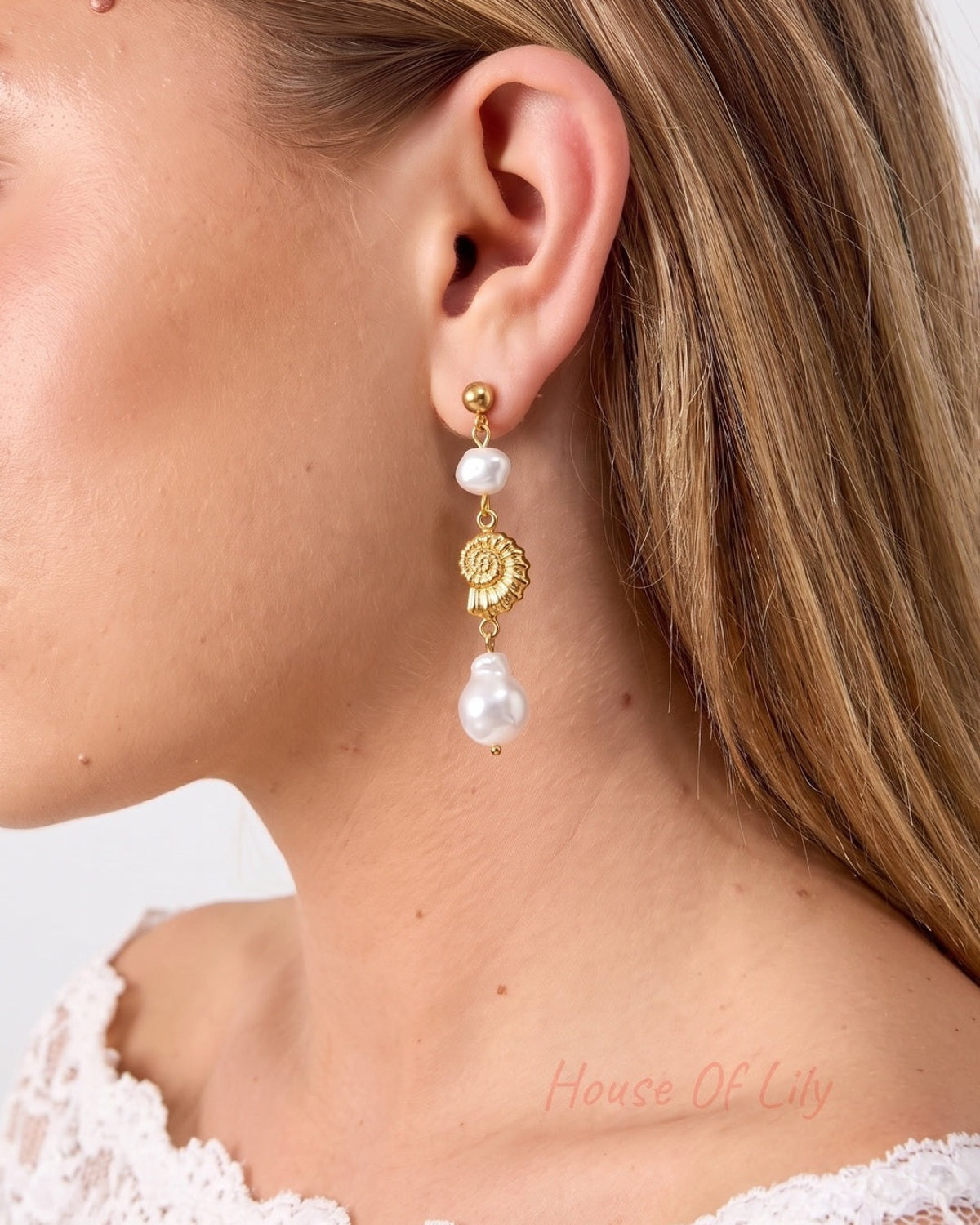 Stainless Steel Dangle Earrings Shell Simple Daily Simple Series Women's jewelry
