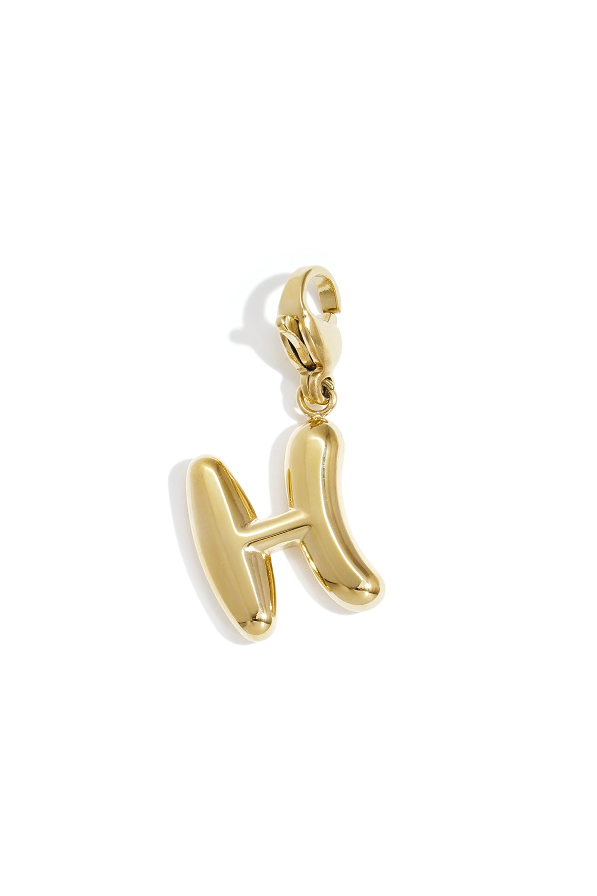 Single gold tone letter H alphabet charm with lobster clasp