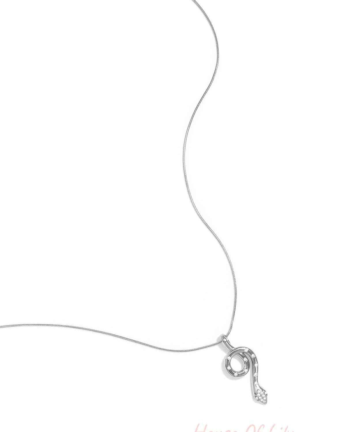 Stylish Rhinestone Snake Pendant Necklace - All Fit