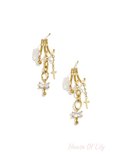 Elegant Cross Drop Earrings - Luxurious & All Fit