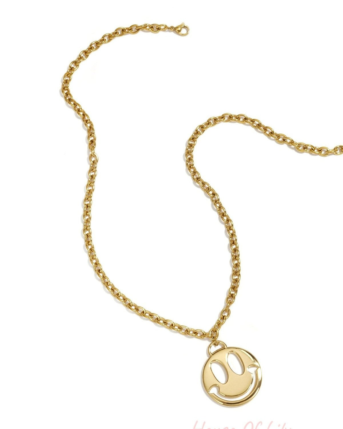 Stylish 14K Gold Plated Smiling Face Necklace