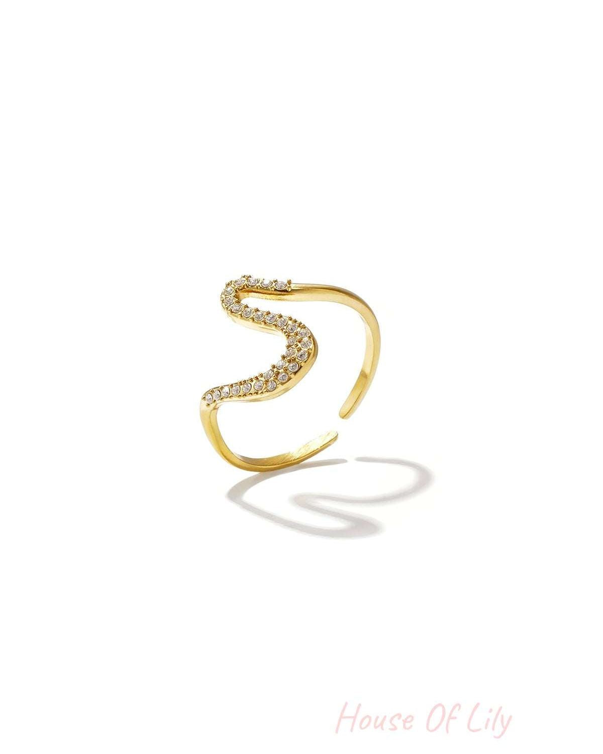 Elegant Adjustable Rhinestone Statement Ring