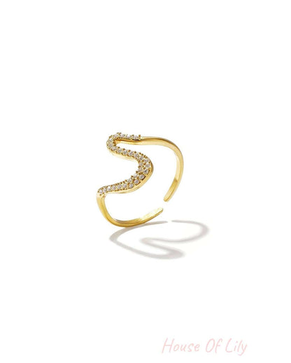 Elegant Adjustable Rhinestone Statement Ring
