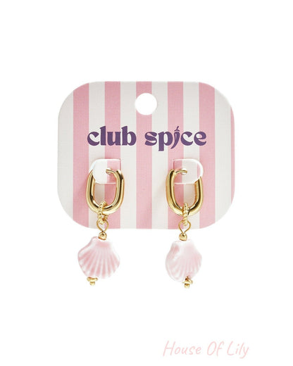 Squoval earrings with dangling shell