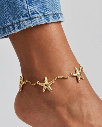 Elegant Gold Starfish Ankle Bracelet for Summer