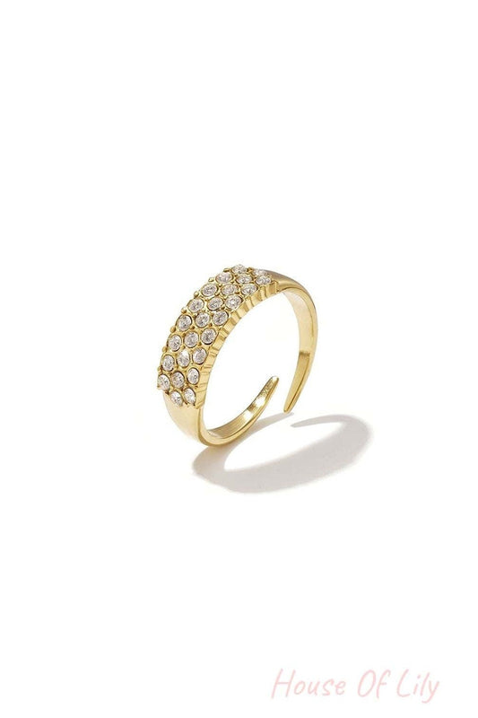 Elegant Minimalist Adjustable Rhinestone Ring