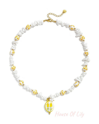 Charming Yellow Beaded Necklace for Summer