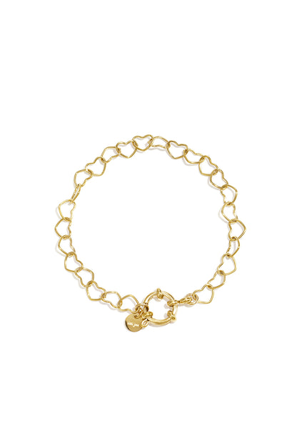 Bracelet with front clasp and heart-shaped links