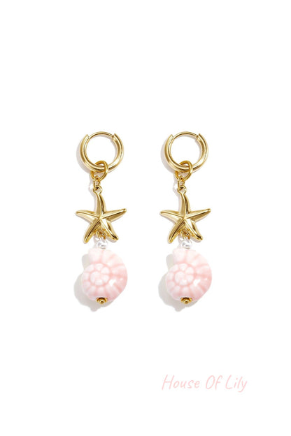 Elegant Shell & Starfish Drop Earrings for Beach Lovers