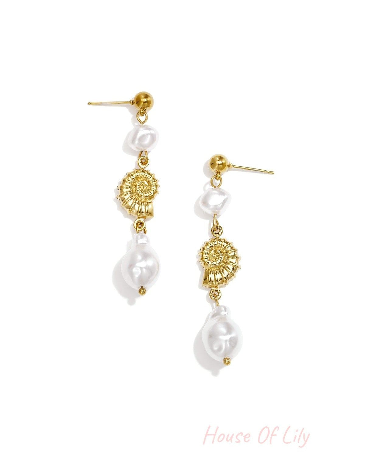 Stainless Steel Dangle Earrings Shell Simple Daily Simple Series Women's jewelry