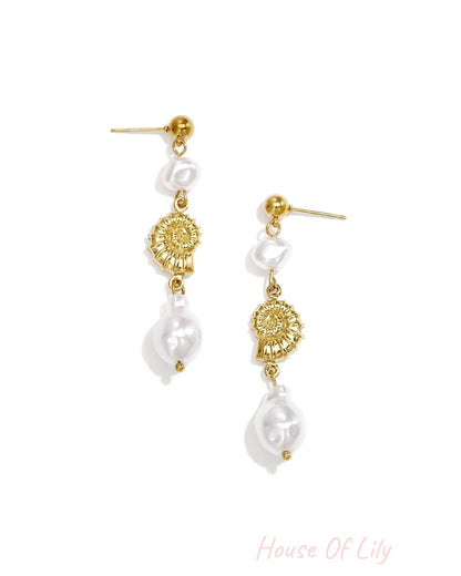 Stainless Steel Dangle Earrings Shell Simple Daily Simple Series Women's jewelry