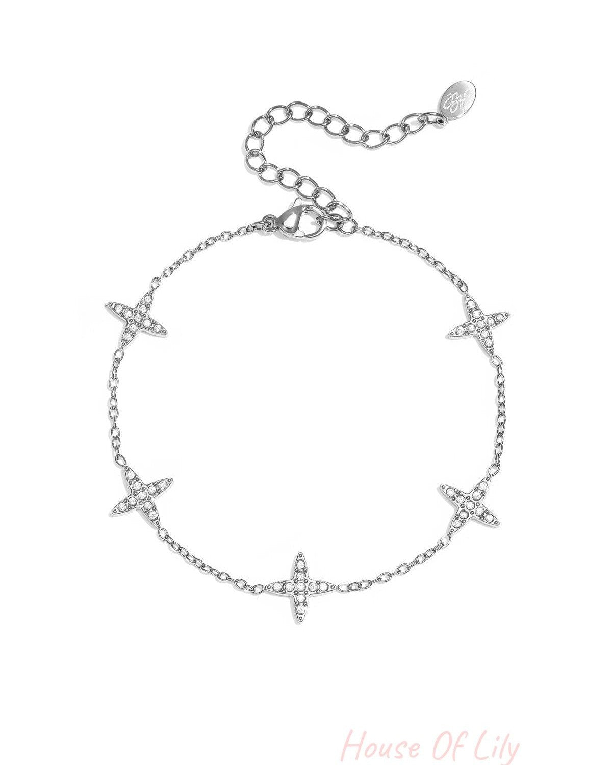 Bracelet with clover motif and inlaid clovers