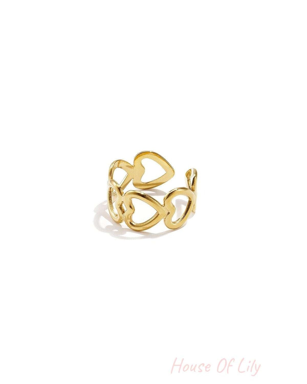 Ring heart connected - Silver Color color