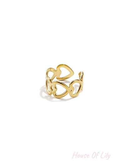 Ring heart connected - Silver Color color
