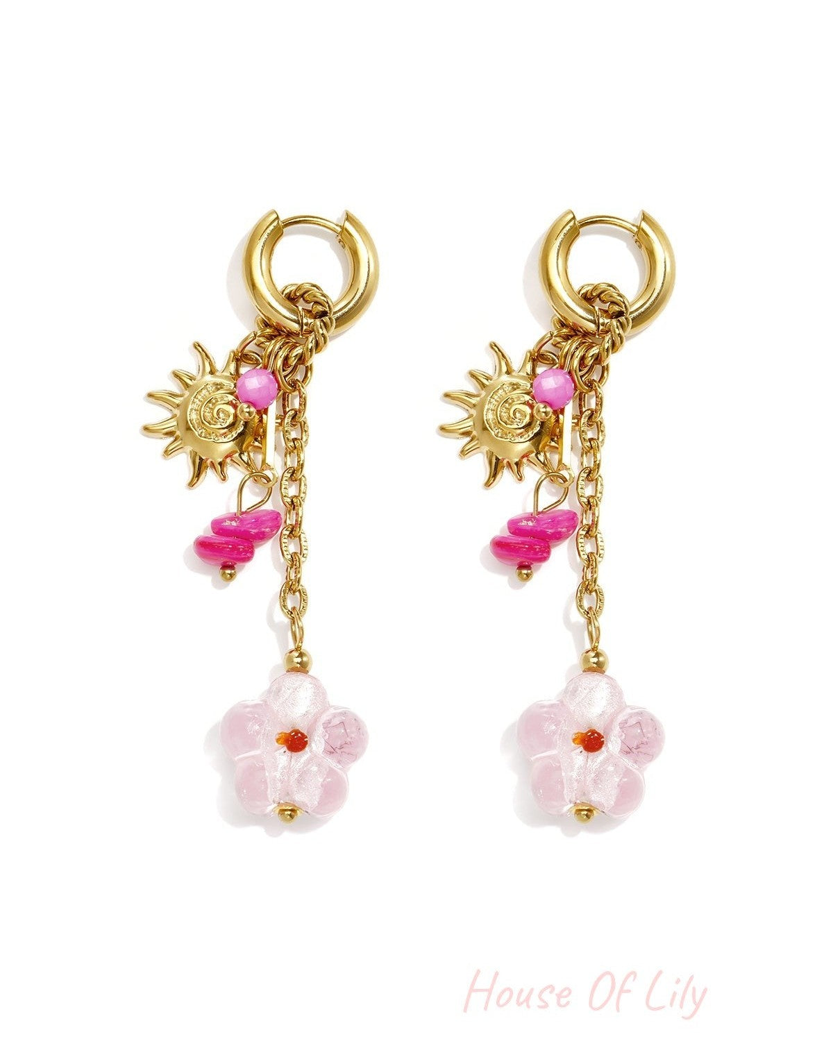 Stainless Steel Beads Earrings Flower Casual Holiday/Beach Romantic Series Women's jewelry