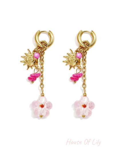 Stainless Steel Beads Earrings Flower Casual Holiday/Beach Romantic Series Women's jewelry